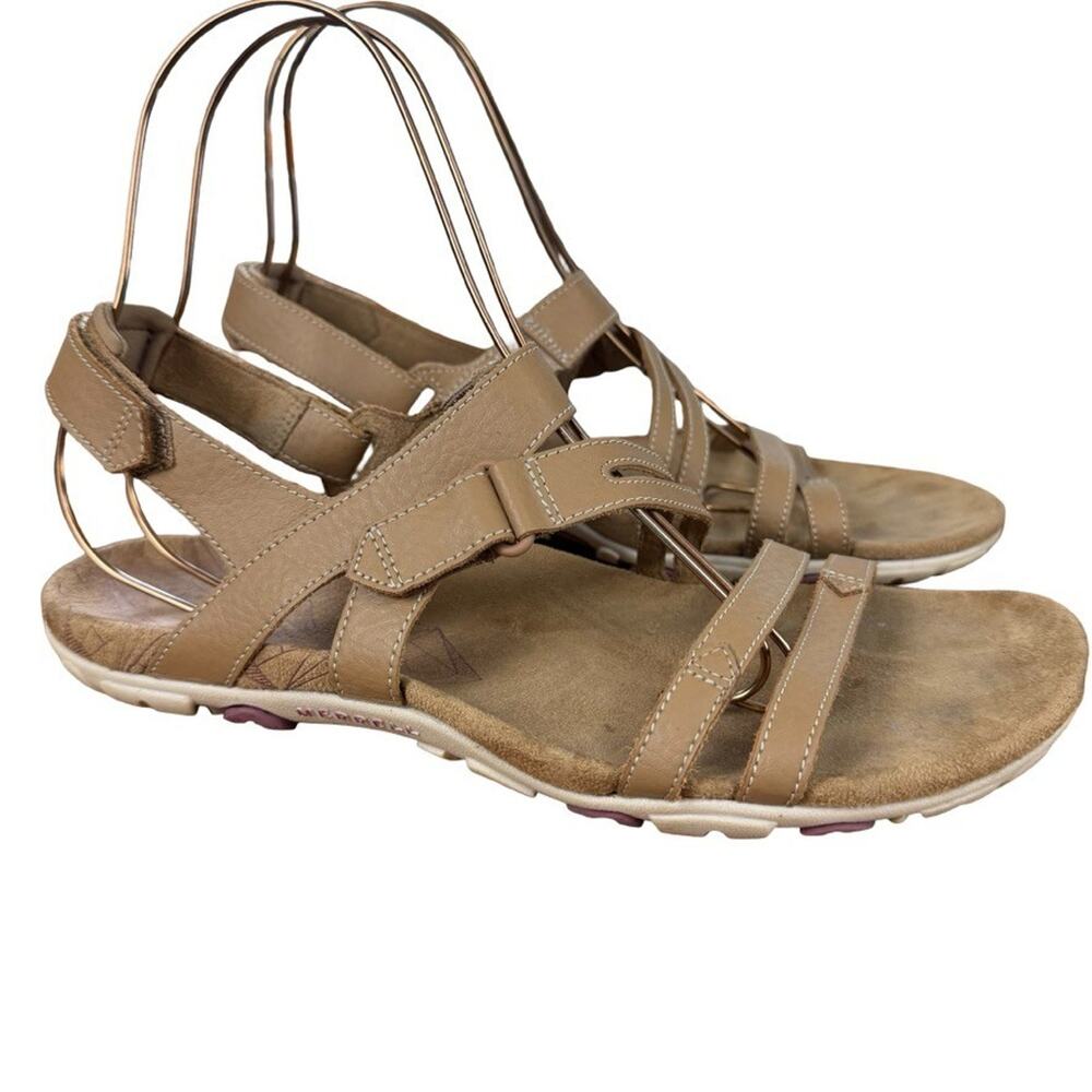 Merrell Sandspur Rose Convert Tobacco Pomegranate Leather Sandals Shoes sz 10